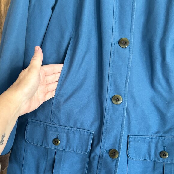 LL Bean Vintage Quilted Barn Chore Jacket Women’s S Blue Corduroy Collar Canvas - Picture 3 of 6